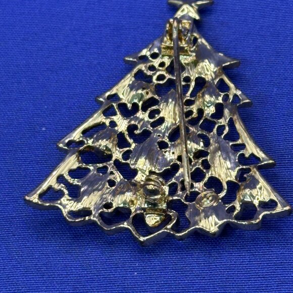 VTG Liz Claiborne “A Christmas to Remember” Gold-Tone & Crystal Tree Brooch - Picture 5 of 9